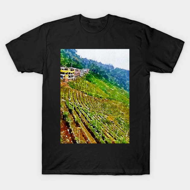 Agriculture Field Landscape watercolor T-Shirt by Banyu_Urip